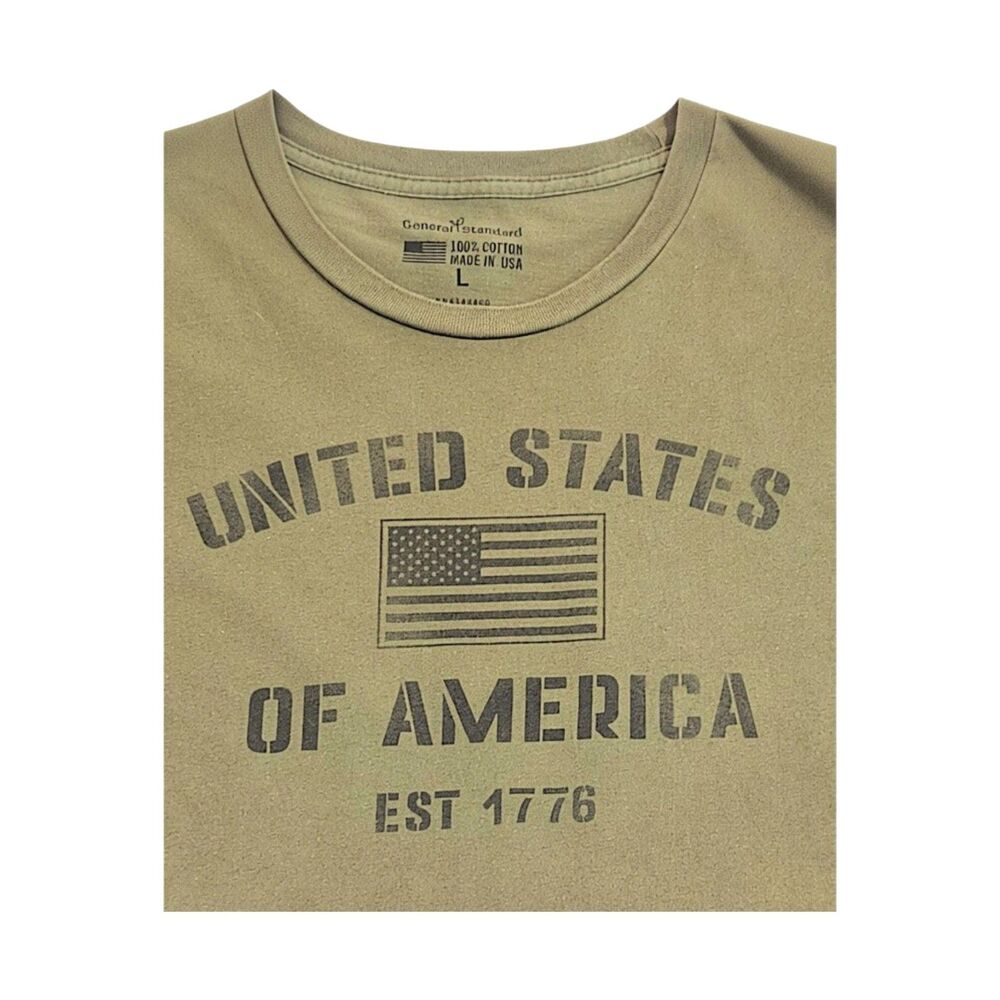 USA Graphic Tee Large Olive Green